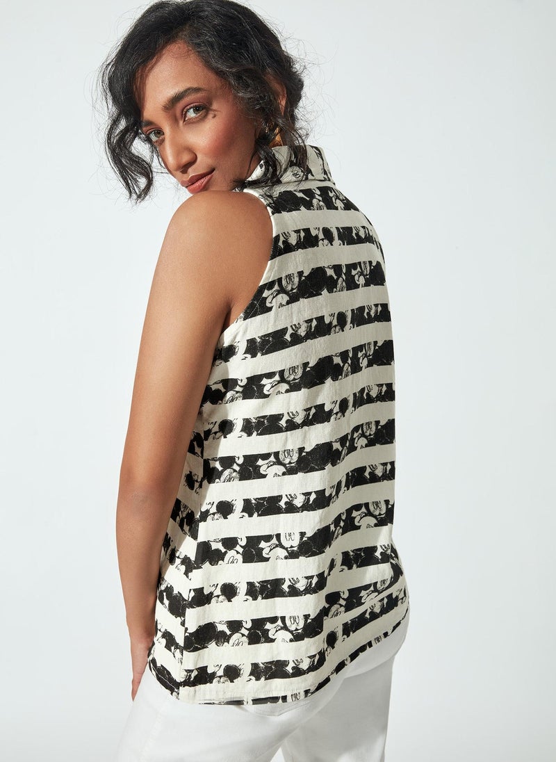 The Label Life Disney Mickey Mouse Sleeveless Collared Top - Image 4