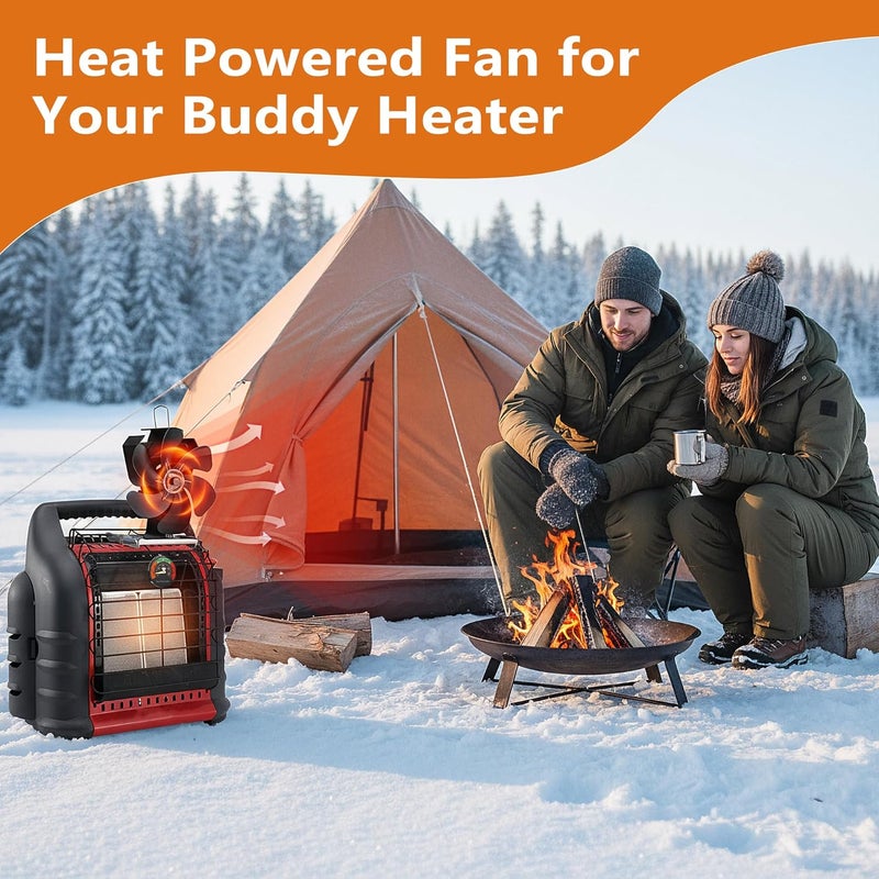 XTIMES Wood Stove Fan Heat Powered Fireplace Fan with Magnetic Thermometer Thermoelectric Fan for Wood Burning Stove/Pellet/Log Burner - Image 3