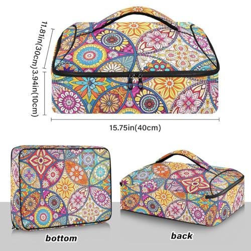 xigua Mandala Casserole Dish Carrier, Portable Leakproof Insulated Casserole Carrier for Hot or Cold Food, Travel, Party, Picnic - Image 3
