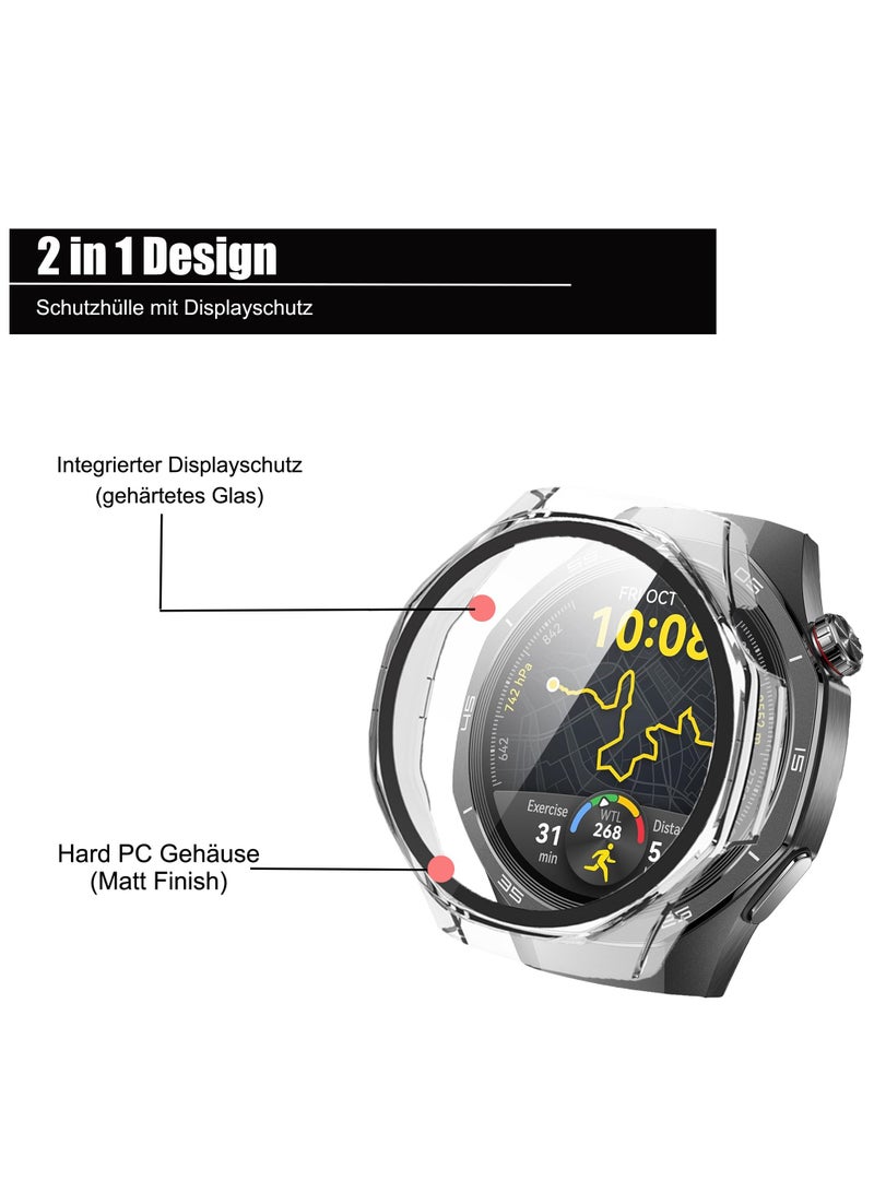 متوافق مع هواوي ووتش GT5 برو 46 مم 9H صلابة 360 درجة حماية كاملة مع المدمج في حالة الزجاج الصفر حماية شاشة الكمبيوتر حالة الغطاء ( شفافة ) - Image 2