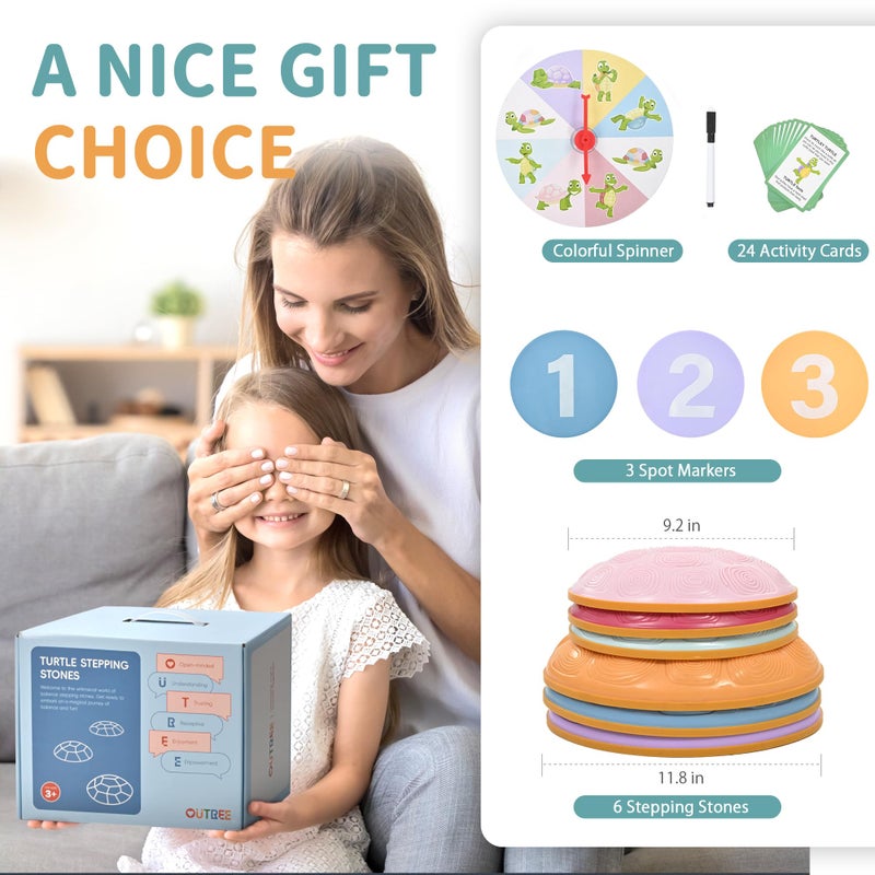 OUTREE Stepping Stones for Kids  6 Pcs Balance Training and Sensory Coordination Turtle Stepping Stones for Obstacle Course Non-Slip Bottom Colorful Balance Stones for Indoor or Outdoor Play - Image 5