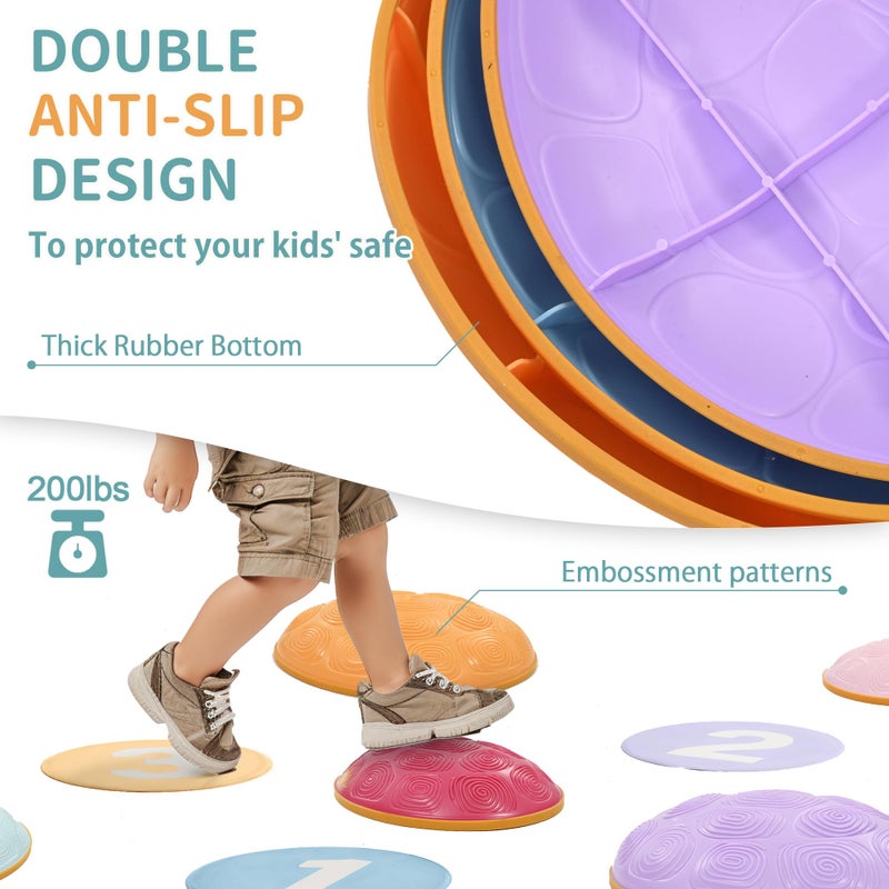 OUTREE Stepping Stones for Kids  6 Pcs Balance Training and Sensory Coordination Turtle Stepping Stones for Obstacle Course Non-Slip Bottom Colorful Balance Stones for Indoor or Outdoor Play - Image 3