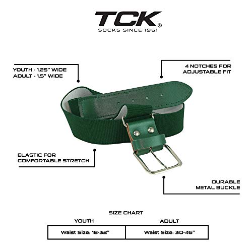 TCK Baseball/Softball Adult Belt & Socks Combo Set (Dark Green, Medium) - Dark Green,Medium - Image 3