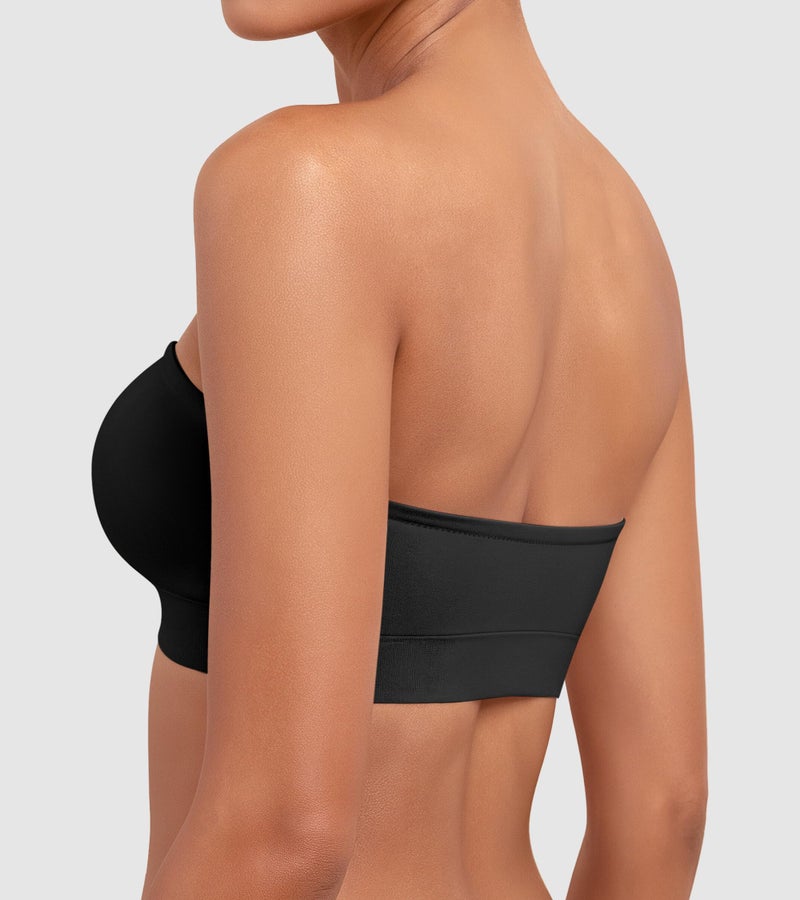 DEANGELMON Strapless Bras for Women Comfort Non-Slip Seamless Padded Bralette Clear Straps Wireless Tube Top Bra Black Large - Image 5