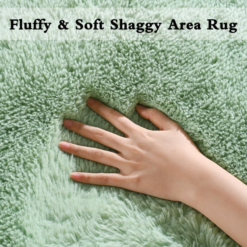 Dweike Super Super Super Shaggy Rugs Carpets Fluffy Carpets 3 × 5 قدم منطقة أخضر سجادة لغرفة المعيشة غرفة نوم فتيات الأطفال غرفة حضانة ديكور المنزل غير القابل للانزلاق. - Image 3