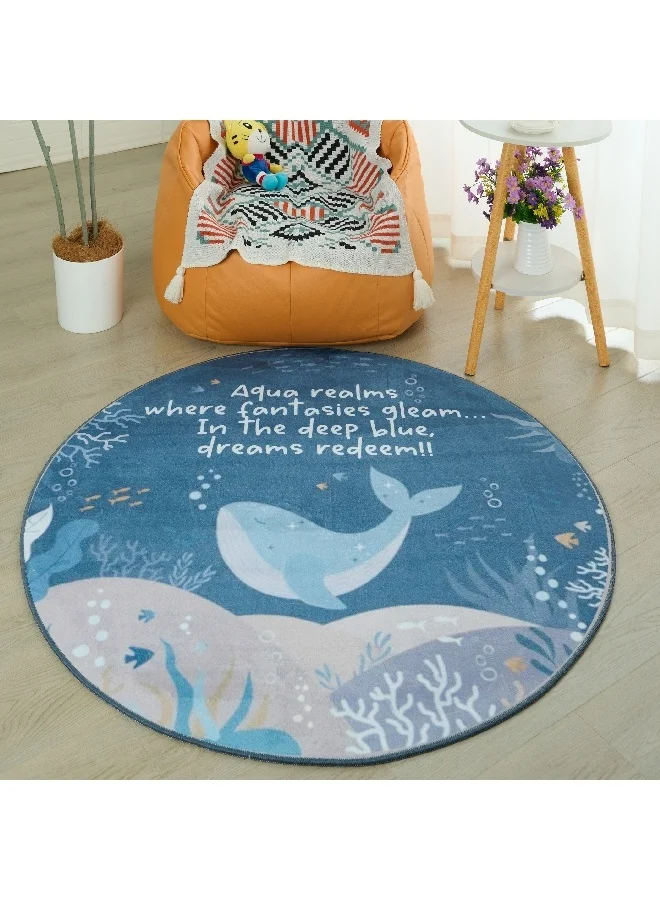 Home Box Joy Sea World Ben Whale Printed Flannel Rug 120 x 120 cm