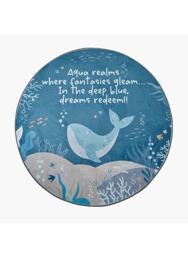 Home Box Joy Sea World Ben Whale Printed Flannel Rug 120 x 120 cm - Image 3