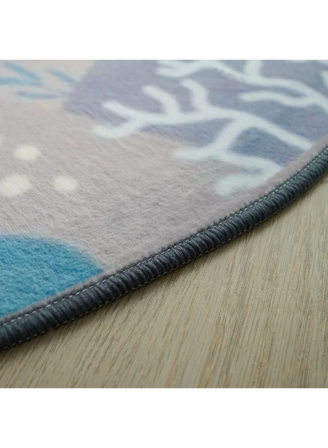 Home Box Joy Sea World Ben Whale Printed Flannel Rug 120 x 120 cm