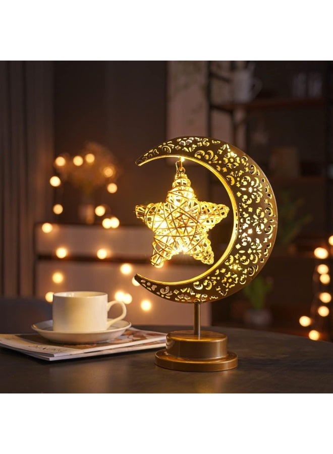 Moon lamp, Ramadan home decor, Eid al-Fitr decoration, crescent star lamp with USB interface, starry sky lamp, Ramadan home party bedroom table decoration, Ramadan Eid al-Fitr children's family gift - Image 2