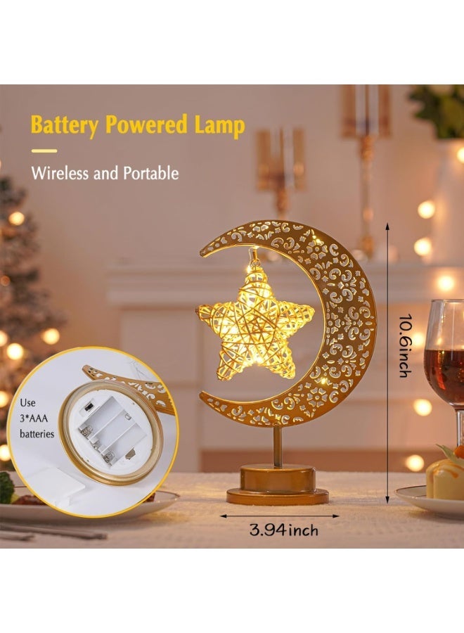 Moon lamp, Ramadan home decor, Eid al-Fitr decoration, crescent star lamp with USB interface, starry sky lamp, Ramadan home party bedroom table decoration, Ramadan Eid al-Fitr children's family gift - Image 3