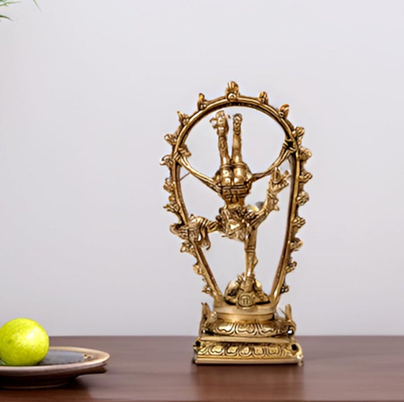 Purpledip Brass Idol Nataraja Shiva in Cosmic Dance: Rare Collectible Statue in Unique Pose (12254) - Image 1