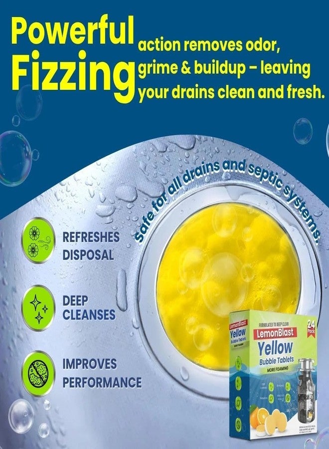 EverCozy LemonBlast Yellow Bubble Tablets for Deep Cleaning | Multi-Use Foaming Tablets for Kitchen Sink, Drain, Pipes & Disposal | Helps Remove Residue & Refreshes with Active Foam (PACK OF 24) - Image 2