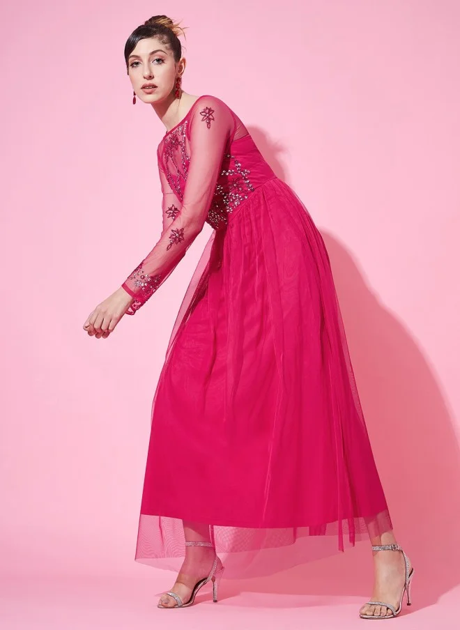 STREET 9  Fuchsia Embellished Maxi Dress for Women for Women | Best Price UAE