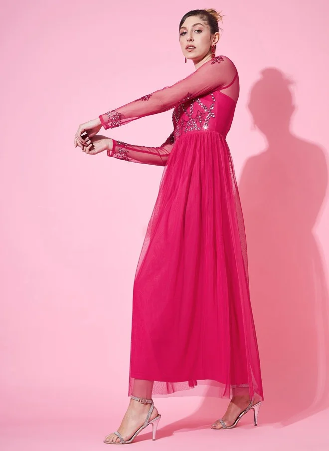 STREET 9  Fuchsia Embellished Maxi Dress for Women for Women | Best Price UAE