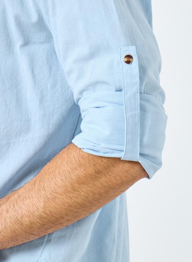 Styli Men Mandarin Collar Half Placket Regular Fit Shirt - Image 4