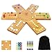 plusvivo Marble Board Game Wooden Board Game for 4 and 6 Players Portable Original Marble Game with 24 Marbles 12 Dice for Family Friends Party Game Night - Image 4
