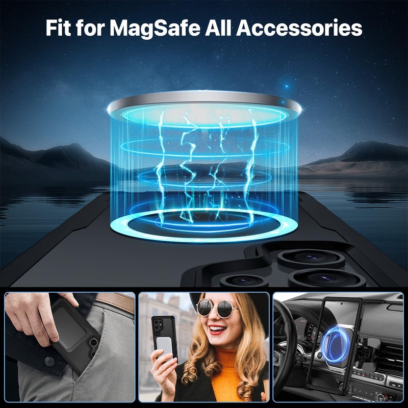CENHUFO Magnetic Privacy for Samsung Galaxy S24 Ultra Case, Full Body Phone Case with Built-in Privacy Screen Protector and Camera Lens Cover, Anti Peep Shockproof Protective Clear Bumper - Black - Image 5