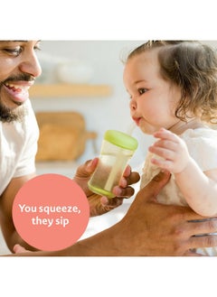 the FIRST years The First Years Squeeze & Sip Toddler Straw Cups - Squeezable Transition Sippy Cup with Silicone Straw - Toddler Feeding Supplies - 7 Oz - 3 Count - Ages 6 Months and Up  - Image 3
