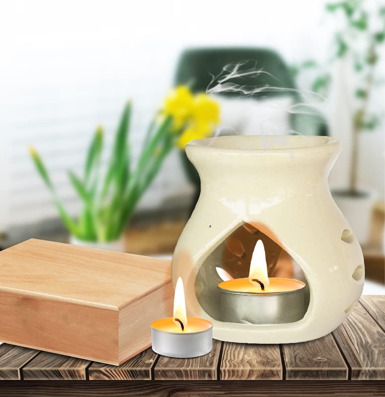 Pure Source India Ceramic Oil Burner Aroma Diffuser Set of 2 (Black & Red) - Image 2