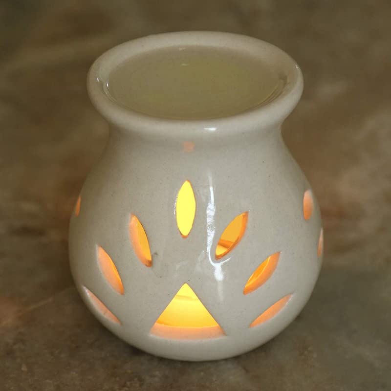 Pure Source India Ceramic Oil Burner Aroma Diffuser Set of 2 (Black & Red) - Image 5