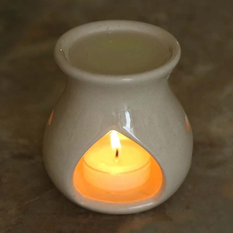 Pure Source India Ceramic Oil Burner Aroma Diffuser Set of 2 (Black & Red) - Image 4
