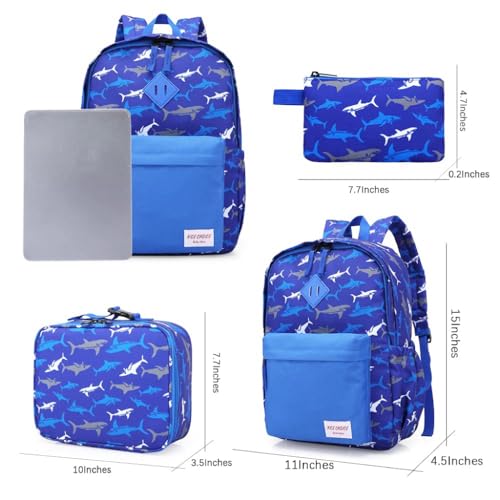 NICE CHOICE Preschool Backpack Kindergarten Elementary School Toddler Backpacks With Lunch Bag Pencil Case Set((Blue Shark Set) - Image 4
