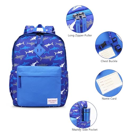 NICE CHOICE Preschool Backpack Kindergarten Elementary School Toddler Backpacks With Lunch Bag Pencil Case Set((Blue Shark Set) - Image 5