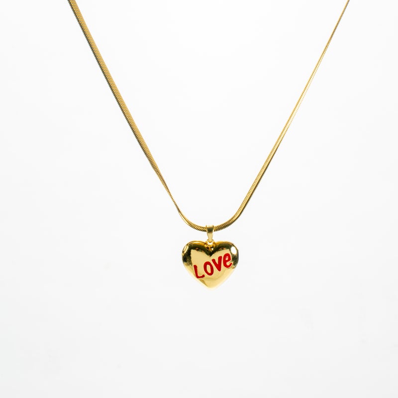 سلسلة استانليس ستيل ذهبي مع دلاية شكل قلب - Image 2