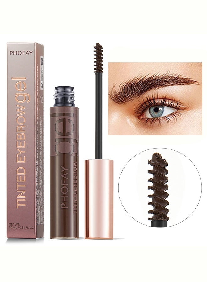 PHOFAY Tinted Eyebrow Gel, Long-Lasting Waterproof Smudge-Proof Natural Brow Mascara with Precision Spoolie Brush,03# Dark Brown - Image 1