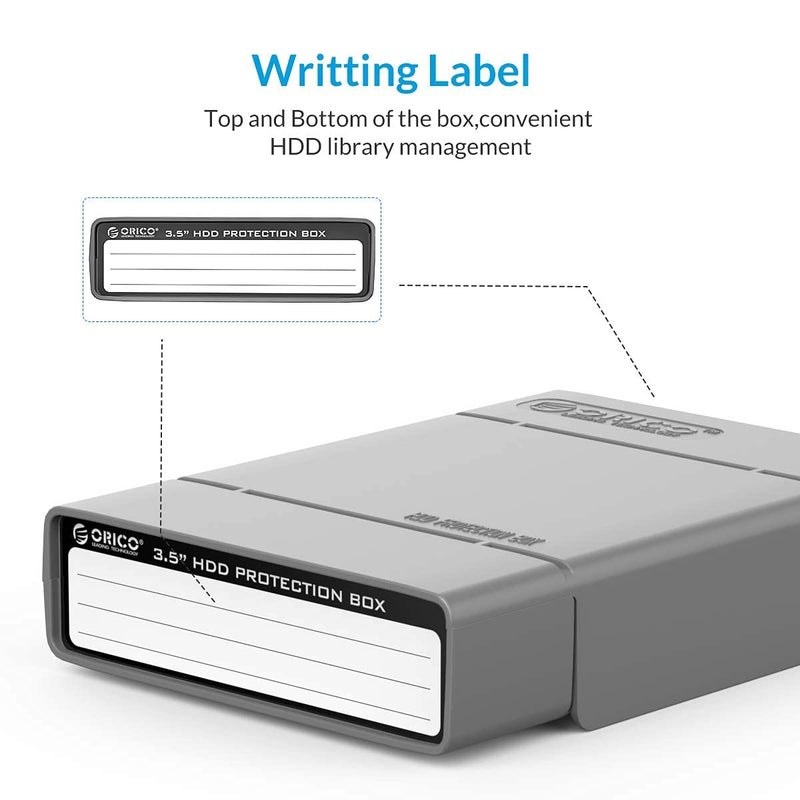 ORICO 3.5 Inch Hard Drive Case Protective Box with Anti-Static,Shockproof and Dustproof Function, Storage Case for HDD External Hard Drive Case,Gray,5 Pack-PHP35 - Image 5