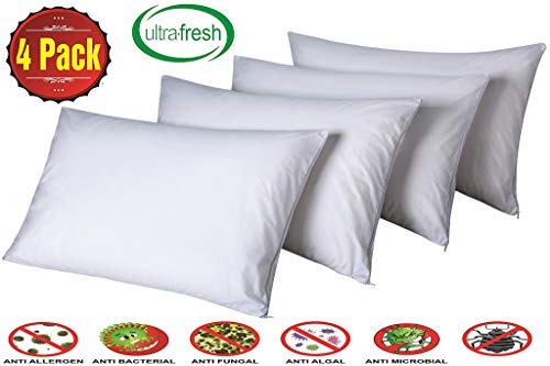 Niagara Sleep Solution Pillow Protectors Queen Lab Certified Anti Allergy Dust Mite Ultra Fresh Treated 4 Pack - Image 1