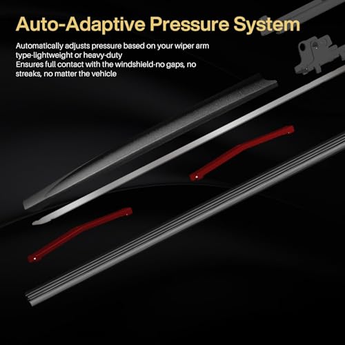 DOG TAIL Neoprene Dual-Steel Frame Wiper Blades 24"+18" with Multiple Adapters, Automotive Replacement Vehicle Front Windshield Wiper Blades Set for My Car Truck Vehicle AdaptBeam - Image 4