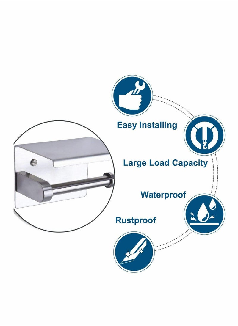 Generic - Toilet Roll Holder No Drilling, 304 Stainless Steel Self Adhesive and Wall Mounted WC Tissue Holder for Bathroom Kitchen - Image 1