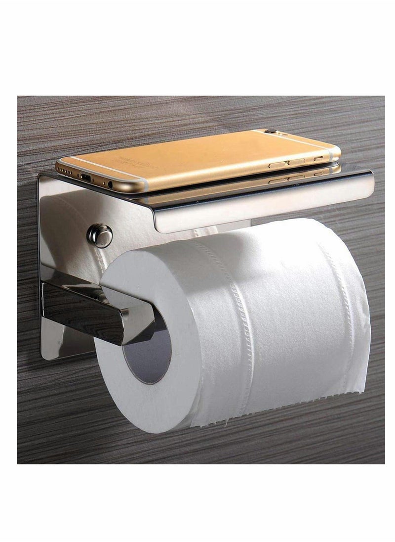 Generic - Toilet Roll Holder No Drilling, 304 Stainless Steel Self Adhesive and Wall Mounted WC Tissue Holder for Bathroom Kitchen - Image 1
