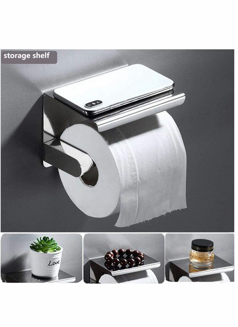 Generic - Toilet Roll Holder No Drilling, 304 Stainless Steel Self Adhesive and Wall Mounted WC Tissue Holder for Bathroom Kitchen - Image 1