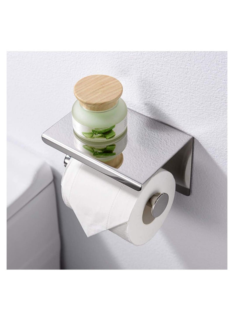 Generic - Toilet Roll Holder No Drilling, 304 Stainless Steel Self Adhesive and Wall Mounted WC Tissue Holder for Bathroom Kitchen - Image 1