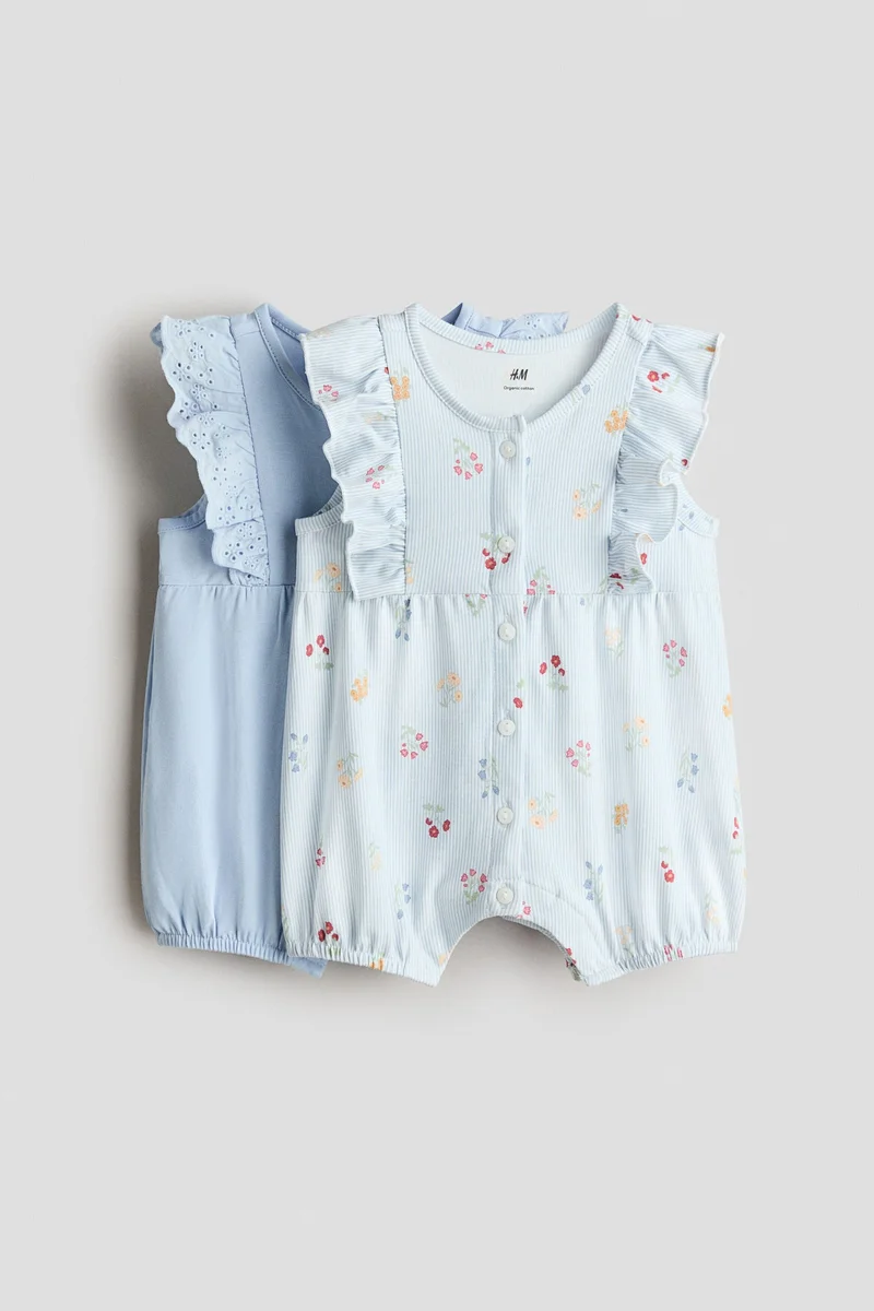 H&M 2-pack frill-detail romper suits