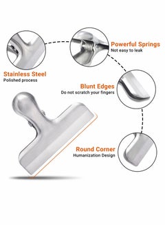 Excefore Stainless Steel Chip Bag Clips Set, 6 Pack Bag Clips, Heavy Duty Clamp Seal Food  - Image 2