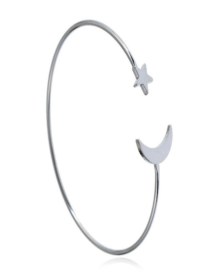 YINLI 2 Pack Simple Cuff Bracelet Bangle Stretch Bracelets for Women (Star and Moon) - Image 5