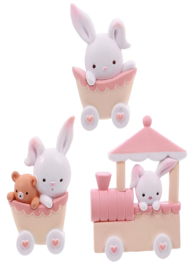 PRETYZOOM 3pcs Mini Train Ornaments Set MIninature Resin Rabbit Decoration Bunny Figurine Bunny Birthday Decorations Easter Bunny Cake Topper Figurines Dollhouse Fairy Garden Ornaments - Image 1