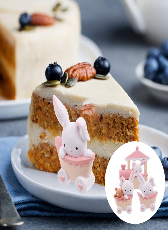 PRETYZOOM 3pcs Mini Train Ornaments Set MIninature Resin Rabbit Decoration Bunny Figurine Bunny Birthday Decorations Easter Bunny Cake Topper Figurines Dollhouse Fairy Garden Ornaments - Image 3