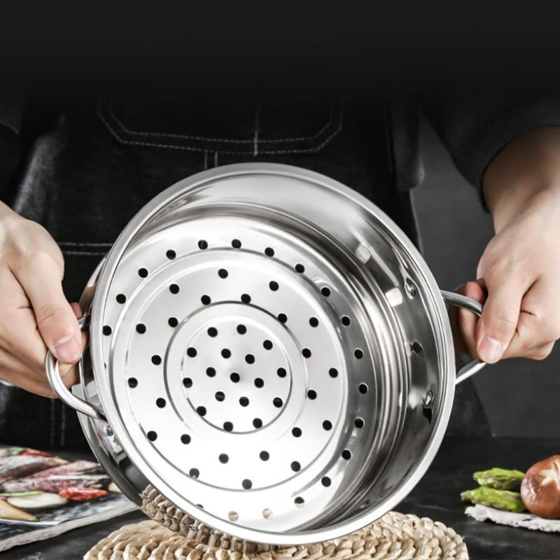 12 Inch Stainless Steel Steamer Basket Insert For Buns Rice Vegetables Seafood Dishwasher Safe - Image 4