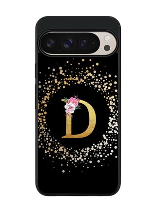 Custom Monogram Floral - D ( Black )