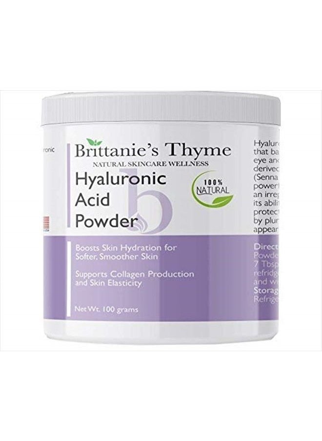 Smart Solutions Brittanie's Thyme Pure Hyaluronic Acid Serum Powder, 100 Grams | High Molecular Weight, Cosmetic Grade, 100% Natural, Boosts Skin Hydration for Softer, Smoother Skin  - Image 1