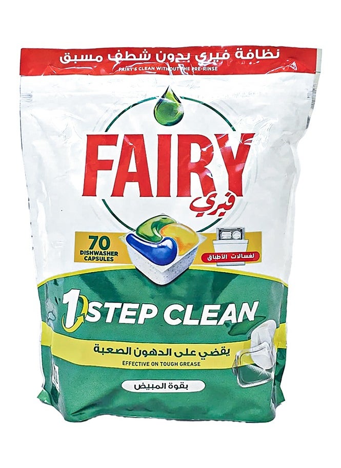 Fairy 1 Step Clean Automatic Dishwasher Capsules With Alternative Power to Bleach, Lemon Scent, 70 Capsules  - Image 1