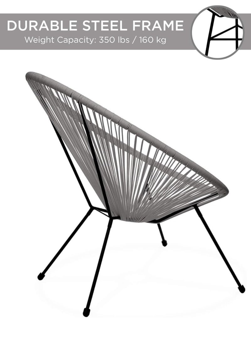 GAIA Home Outdoor Balcony Table and Chair Set 2+1 with Glass Top and Rattan Style Design Grey - Image 5