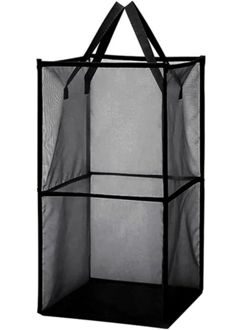 TYCOM Popup Laundry bags Hamper with Handles, Portable Durable Collapsible Storage Easy Folding Pop-Up Clothes Hampers Basket Foldable for Kids Room College Dorm or Travel - Double Black - Image 1