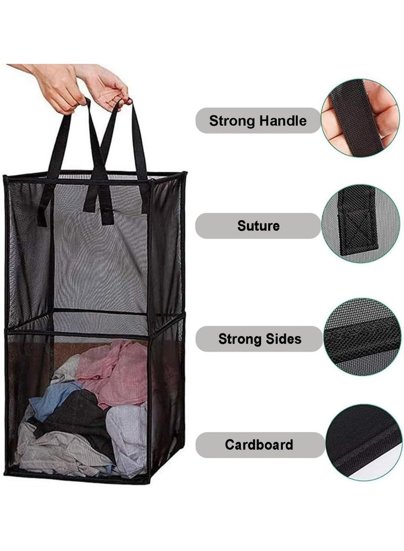 TYCOM Popup Laundry bags Hamper with Handles, Portable Durable Collapsible Storage Easy Folding Pop-Up Clothes Hampers Basket Foldable for Kids Room College Dorm or Travel - Double Black - Image 3