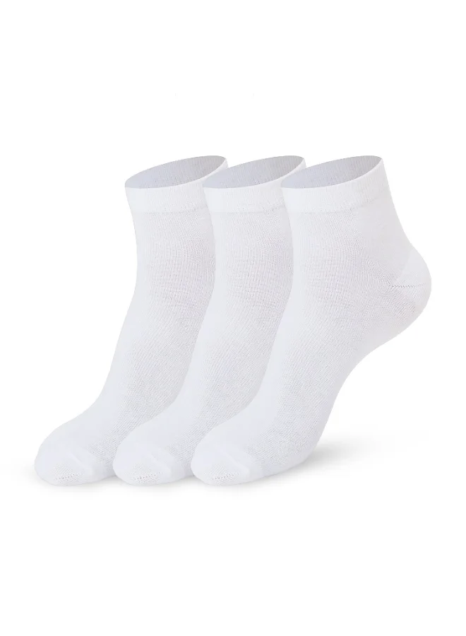 Ampm Mens Cotton-blended Ankle length Socks (PACK OF 3) Lightweight, Ultra-Soft touch, Secure Gentle Grip, Reinforced stitch, Skin Friendly - WHITE