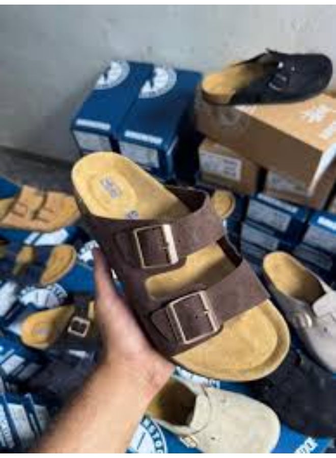 BIRKENSTOCK These Birkenstock Arizona sandals feature a coffee-colored leather upper and are available - Image 2